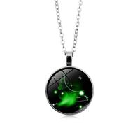 UBBVPKY Collier Constellation Lumineux Pour Femmes Hommes - Pendentif Rond Signe Du Zodiaque Lumineux Dans Le Noir Bijoux Astrologie Horoscope Constellation Ari