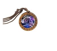 UBBVPKY Collier Constellation Phosphorescent Pour Femme Pendentif Rond En Bois Signe Du Zodiaque Astrologie Horoscope Bijoux Cadeau Pour Femme Et Homme Anniversaire Gémeaux