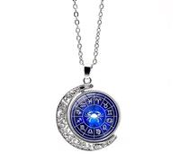 UBBVPKY Collier Constellation Pour Femme Avec Lune Rotative Double Face - Collier Zodiaque Homme Horoscope Astrologie Bijoux Cadeaux Pour Couple Unisexe Cancer