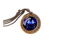 UBBVPKY Collier Constellation Pour Femme Pendentif Rond En Bois Signe Du Zodiaque Colliers Astrologie Horoscope Constellation Bijoux Cadeau Pour Femme Homme Anniversaire Gémeaux