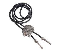 UBBVPKY Collier De Cravate Bolo Occidentale Avec Pendentif Tête Indienne, Cravate En Cuir De Cow-Boy Pour Hommes Et Femmes, Cravate En Cuir Vintage Réglable Faite À La Main Pour Unisexe, Argent