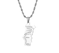 UBBVPKY Collier Minimaliste Avec Pendentif Carte Du Portugal Pour Femme Tendance Et Personnalisé Avec Contour De La Patrie Cadeau De Départ Pour Meilleure Amie Souvenir De Voyage