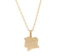 UBBVPKY Collier Pendentif Carte De Côte D'Ivoire - Collier Pendentif Brillant Collier D'Amitié Populaire Bijoux Fantaisie Pour Patriote Meilleurs Amis Cadeaux Jaune 50 Cm