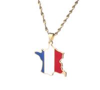 UBBVPKY Collier Pendentif Carte De France Tendance - Collier Pendentif Brillant Collier D'Amitié Populaire Bijoux Pour Patriotes Cadeaux Pour Meilleurs Amis Jaune 60 Cm
