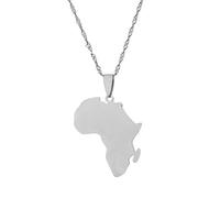 UBBVPKY Collier Pendentif Carte Pour Femmes Hommes Accessoires Populaires Européens Et Américains Personnalisés Minimalistes Charme Afrique Carte Contour Pendentif Colliers Bijoux