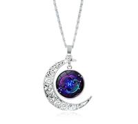 UBBVPKY Collier Pendentif Douze Constellations Pour Hommes Et Femmes Tendance Lune Creuse Signe Astrologique Cadeau D'Anniversaire Poissons