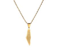 UBBVPKY Collier Pendentif Israël Palestine Tendance - Chaîne De Clavicule À Motif Lisse Et Ajustable Bijou Patriotique Pour Femmes Filles Et Hommes Jaune-C 50 Cm