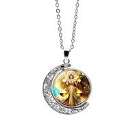 UBBVPKY Collier Pendentif Lumineux Du Zodiaque Lune Rotative Double Face 12 Constellations Colliers Délicats Et Lumineux Pour Hommes Et Femmes Bijoux D'Anniversaire Cadeau Pour Couple Balance