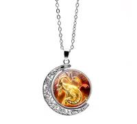 UBBVPKY Collier Pendentif Lumineux Du Zodiaque Lune Rotative Double Face 12 Constellations Colliers Délicats Et Lumineux Pour Hommes Et Femmes Bijoux D'Anniversaire Cadeau Pour Couple Capricorne
