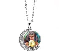 UBBVPKY Collier Pendentif Lumineux Du Zodiaque Lune Rotative Double Face 12 Constellations Colliers Délicats Et Lumineux Pour Hommes Et Femmes Bijoux D'Anniversaire Cadeau Pour Couple Vierge