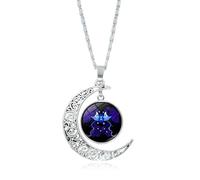 UBBVPKY Collier Phosphorescent 12 Constellations Pour Femme Pendentif Creux En Forme De Lune Signe Du Zodiaque Astrologie Horoscope Constellation Bijoux Cadeau Pour Homme Anniversaire Gémeaux