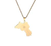 UBBVPKY Collier Pour Homme Et Femme Du Kurdistan - Pendentif Carte Du Monde Collier Tendance Pour Couple Bijoux Créatifs Et Patriotiques Jaune 60 Cm