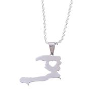 UBBVPKY Collier Tendance Avec Carte D'Haïti Pour Homme Et Femme Pendentif Rétro Ethnique Drapeau Alphabet Chaîne De Clavicule Bijoux Hip-Hop Classiques Cadeau De Fête Blanc-B 50 Cm