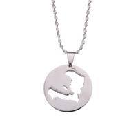 UBBVPKY Collier Tendance Avec Carte D'Haïti Pour Homme Et Femme Pendentif Rétro Ethnique Drapeau Alphabet Chaîne De Clavicule Bijoux Hip-Hop Classiques Cadeau De Fête Blanc 60 Cm