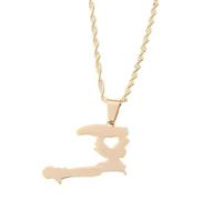 UBBVPKY Collier Tendance Avec Carte D'Haïti Pour Homme Et Femme Pendentif Rétro Ethnique Drapeau Alphabet Chaîne De Clavicule Bijoux Hip-Hop Classiques Cadeau De Fête Jaune-B 50 Cm