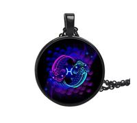 UBBVPKY Collier Tendance Avec Pendentif Signe Astrologique Et Constellation Style Vintage Rond Avec Chaîne Ajustable Bijou Astrologique Pour Homme Et Femme Idéal Pour Un Couple Poissons