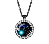 UBBVPKY Collier Tendance Avec Pendentif Signe Astrologique Lumineux Et Constellation Cristal Et Diamant Phosphorescents Bijou Astrologique Pour Homme Et Femme Signe Astrologique Taureau