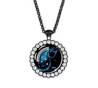 UBBVPKY Collier Tendance Avec Pendentif Signe Astrologique Lumineux Et Constellation Cristal Et Diamant Phosphorescent Idéal Pour Homme Et Femme Signe Astrologique Du Verseau
