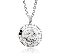 UBBVPKY Collier Vintage Tendance Avec 12 Constellations Pour Homme Pendentif Signe Astrologique Pour Femme Avec Chaîne Bijoux Astrologique Horoscope Zodiaque Anniversaire Poissons