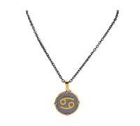UBBVPKY Collier Vintage Tendance Avec Pendentif Rond 12 Constellations Pour Homme Et Femme Avec Chaîne Signe Astrologique Signe Du Zodiaque Signe Astrologique Cadeau D'Anniversaire Cancer
