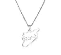 UBBVPKY Colliers Tendance Avec Pendentif Carte De La Syrie Pour Femmes Et Hommes - Collier Unisexe Avec Pendentif Géométrique De Style Ethnique Bijoux Cadeaux Blanc 60 Cm