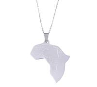 UBBVPKY Colliers Tendance Avec Pendentif Carte De L'Afrique Pour Femmes Et Hommes - Collier Unisexe Avec Pendentif Géométrique De Style Ethnique Collier Blanc De 50 Cm