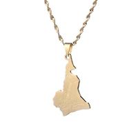 UBBVPKY Colliers Tendance Avec Pendentif Carte Du Cameroun Pour Femmes Et Hommes - Collier Unisexe Avec Pendentif Géométrique De Style Ethnique Bijoux Cadeaux Jaune 50 Cm
