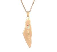 UBBVPKY Colliers Tendance Avec Pendentif Carte Palestine Israël Pour Femmes Et Hommes - Collier Unisexe Avec Pendentif Géométrique De Style Ethnique Bijoux Cadeaux Jaune-B 50 Cm