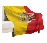 UBBVPKY Couverture Plaid Tendance en Flanelle Polaire Douce Et Moelleuse Motif Drapeau Italien Et Sicilien Idéal pour l'hiver Chaud Et Épais Idéal pour Le Canapé 150X200Cm