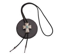 UBBVPKY Cravate Bolo - Pendentif Vintage Avec Cravate En Cuir Turquoise, Accessoires De Cravate Cowboy Cravate Western Cravate Cowboy Collier Bolo Ties Pour Hommes Femmes Croix Taille Unique