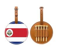 UBBVPKY Ensemble Porte-Tees De Golf Organisateur en Cuir PU Imprimé Drapeau du Costa Rica avec 5 Tees en Bois Pochette À Suspendre pour Accessoires De Golf Cadeau pour Golfeurs Fête des Pères