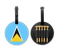 UBBVPKY Porte-Tees De Golf Accessoire De Golf Créatif Aux Couleurs du Drapeau De Sainte-Lucie avec 5 Tees en Bois pour Golfeurs Et Golfeuses Se Fixant À Une Ceinture Ou Un Sac À Dos en Cuir