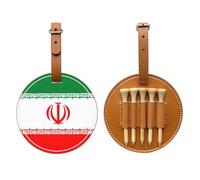 UBBVPKY Porte-Tees De Golf Étui en Cuir PU Imprimé Drapeau De La République D'Iran 5 Emplacements pour Tees De Golf avec Sangle De Suspension Accessoire De Golf Portable pour Hommes Et Femmes