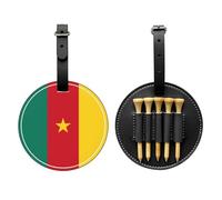 UBBVPKY Porte-Tees De Golf - Porte-Tees pour Sac - Drapeau De La République du Cameroun Imprimé Cuir PU Accessoire De Golf Idéal pour L'Entraînement