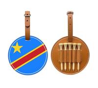 UBBVPKY Sac Porte-Tees De Golf Accessoire Cadeau Comprenant 5 Tees Imprimé du Drapeau De La République Démocratique du Congo Idéal pour Les Golfeurs Et Golfeuses Et Parfait pour La Fête des Pères