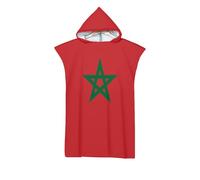 UBBVPKY Serviette De Bain Poncho en Microfibre avec Capuche Peignoir pour La Baignade La Plage Le Change avec Les Drapeaux du Royaume du Maroc pour Adultes Femmes Et Hommes Peignoir Surdimensionné