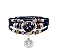 UBBVPKY Signe Du Zodiaque Bracelet En Cuir Multicouche Réglable Avec Douze Constellations Bracelet Phosphorescent Pour Homme Et Femme Gémeaux