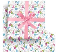 UBBY Adventure Time Lot de 5 feuilles de papier kraft - 51 x 75 cm - Papier cadeau d'anniversaire pour enfants - Papier cadeau pour fête d'anniversaire, décoration festive (blanc)