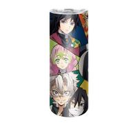 UBBY Demon Slayer Bouteille d'eau en acier inoxydable 590 ml - Bouteille de sport pliable en acier inoxydable avec paille - Design amusant de caricature pour voyage, travail, gym, sports (Collection)