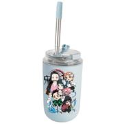 UBBY Demon Slayer Bouteille isotherme en acier inoxydable 280 ml Anti-fuite avec paille Gobelet pour la maison, le bureau et l'extérieur (énergie des épées bleues)