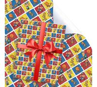 UBBY DogMan Lot de 5 rouleaux de papier cadeau 51 x 75 cm en papier kraft durable DogMan pour anniversaires d'enfants, fête, décoration festive (saut de grille)