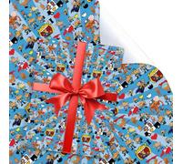 UBBY DogMan - Lot de 5 rouleaux de papier cadeau - 51 x 75 cm - Papier cadeau durable DogMan - Pour anniversaire d'enfant, fête, décoration festive (chat grands-mères)