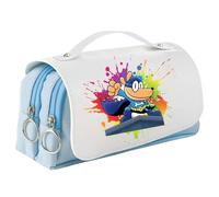 UBBY DogMan Trousse à crayons avec fermeture éclair - Trousse lisse avec grande capacité et poignée - Pour l'école, les voyages, Explosion de couleur, 21 x 10 x 7cm, rétro