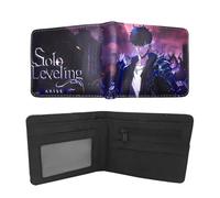 UBBY Solo Leveling Portefeuille Porte-cartes pour homme Porte-cartes Portefeuille pour enfant Portefeuilles pour garçon dessin animé avec poche à pièces avec fermeture éclair pour enfant 11,5 x 9 x 2