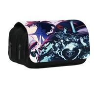 UBBY Solo Leveling - Trousse à crayons double couche avec fermeture éclair - 20 x 10 x 9 cm - Pour l'école, le bureau et les voyages - Pour adolescents, Foncé, 20 x 10 x 9 cm, rétro