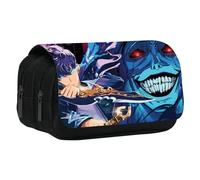 UBBY Solo Leveling - Trousse à crayons double couche avec fermeture éclair - 20 x 10 x 9 cm - Pour l'école, le bureau et les voyages - Pour adolescents, Sourire, 20 x 10 x 9 cm, rétro
