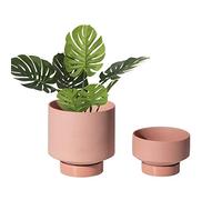 UBEE Lot de 2 Pots de Fleurs d'intérieur en céramique de 13 cm et 11 cm avec Trou de Drainage et Soucoupe - Terre Cuite
