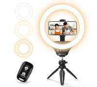 UBeesize 10" Ring Light avec trépied et support pour téléphone portable, Anneau lumineux LED à intensité variable Idéal pour le live streaming, YouTube et TikTok ; avec les téléphones iOS et Android