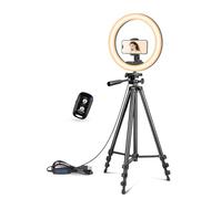 UBeesize Anneau lumineux à selfie avec trépied extensible de 127 cm et support de téléphone flexible pour diffusion en direct/vidéo YouTube de tutoriel de maquillage Dia. de 25,4 cm