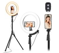 UBeesize Anneau lumineux amélioré de 30,5 cm avec trépied de 157,5 cm et support de téléphone magnétique, anneau lumineux LED pour iPhone avec télécommande sans fil, lumière circulaire pour